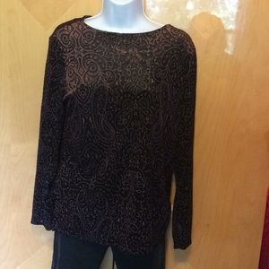 Brown and black translucent paisley blouse
